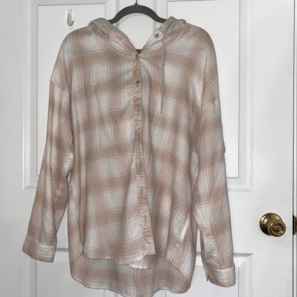 BDG Hooded Button Up Flannel
